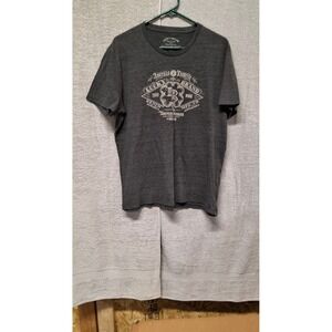 Lucky Brand Mens Charcoal Gray Heather Graphic T-Shirt Clover Logo Large